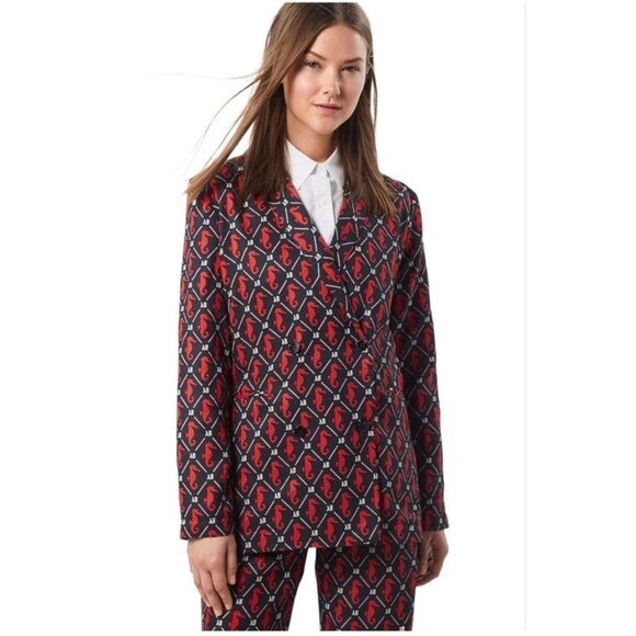Scotch & Soda Amsterdams Blauw Matchy Seahorse Blazer & Pajama Pants Set Small - Picture 2 of 13